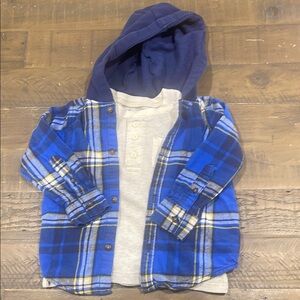 Blue Plaid Kids Hoodie and Shirt